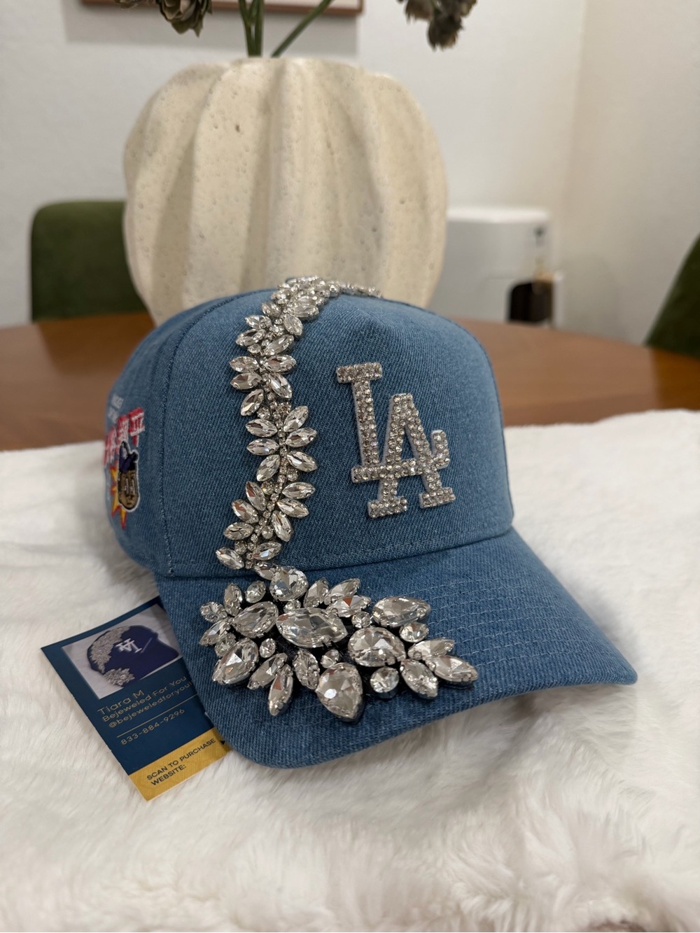 Denim Los Angeles Dodgers SnapBack Hat with Swarovski Crystals